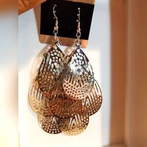 Boho Teardrop Design Earrings - Silver